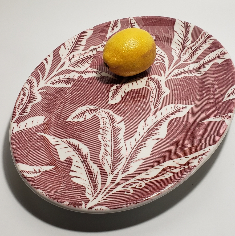 Vintage Wallace China Restaurantware Banana Leaf Maroon Platter